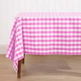 Homescapes Roze geruit tafelkleed van 100% katoen, 138 x 138 cm