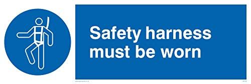 Viking Signs MP298-L31-3M "Veiligheidsharnas moet worden versleten" teken, 3 mm stijf kunststof, 100 mm H x 300 mm W