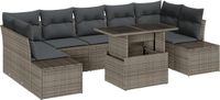 vidaXL Tuinbank Set 8 stuks Grijs Poly Rattan en Poedergecoat Staal