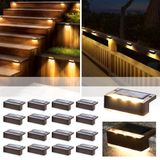 Solpex Stapverlichting op Zonne-energie, 16 Stuks - Waterdichte Buitenverlichting voor Hek, Terras, Veranda, Trapleuningen en Tuin