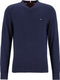 Tommy Hilfiger V-hals trui katoen met kasjmier - Pima Organic Cotton Cashmere - donkerblauw (Desert Sky) - Maat: L