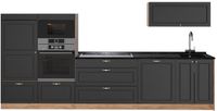 Vicco Complete keukeneenheid Fame-Line, Anthrazit-Gold Landhaus/Goudkleurig Eiken, 340 cm