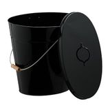 Relaxdays Asemmer met deksel, 18,5 l, hengsel met houten handgreep, kolen en as, open haard, staal, kolenemmer, zwart