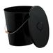 Relaxdays Asemmer met deksel, 18,5 l, hengsel met houten handgreep, kolen en as, open haard, staal, kolenemmer, zwart