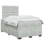 vidaXL Boxspringbed met matras Lichtgrijs 120 x 190 cm Fluweel