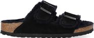 Birkenstock Arizona Shearling Veloursleder Suede Narrow Pantoffels - Black - Maat 40