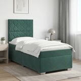 vidaXL Boxspringbed met matras Donkergroen 100 x 200 cm Fluweel
