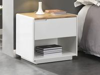 Vente-unique Set van 2 nachtkastjes - 1 lade en 1 nis - MDF - Wit gelakt en eiken - AMANI