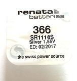 Renata 366 SR1116SW Batterij - 9786040415318