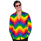 Widmann - Feestmode hemd, regenboogpatroon, LGBTQ, Christopher Street Day, carnaval