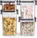 DOBON Set de 4 bocaux de rangement avec couvercles - 1300 ml x 1, 900 ml x 2, 460 ml x 1 set de boîtes de rangement hermétiques en plastique pour cuisine avec couvercle pour céréales, farine, sucre, céréales dans la cuisine