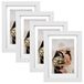 EXYGLO Fotolijst 10x15 cm Set Van 4 Witte houtnerven voor 15x10 foto's met passe-partout Wand- of tafelstandaard