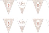 Witbaard Ramadan Mubarak 2x stuks papieren vlaggenlijnen/slingers wit/rose goud 3 meter