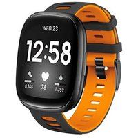Armband SZSMART Pioneer- voor Fitbit By Google Versa 3 Zwart en Oranje