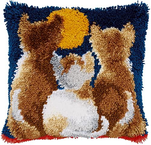 VERVACO Knooppakket Tapijt KATTEN IN DE NACHT Smyrna Knopen Pakket 40 x 40 cm