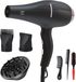 BAESS Föhn met Diffuser - 5 Standen - Ionische Haardroger met Borstel - Coolshot - 2200W - Zwart
