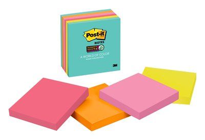Post-it Super Sticky Notes - Miami Collection - 3x3 inch - 6 Pads/Pack