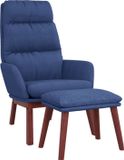 vidaXL Relaxstoel met voetenbank stof blauw