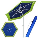 BAKAJI Parasol voor zee, strand, tuin, met stalen stang, kantelbaar, bekleding van stof, uv-bescherming, diameter 210 cm, met schouderriem
