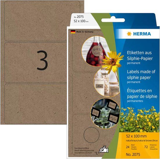 Herma Multipurpose-etiketten, 52 x 100 mm, silphie-papier, permanent, om met de hand te beschrijven