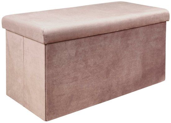 HOME DECO FACTORY Poef/hocker Velvet opvouwbaar oud roze polyester/MDF 76 x 38 cm