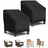 STARTWO Set van 2 terrasstoelhoezen, waterdichte hoezen voor tuinmeubels, geschikt voor 32 inch Lx 37 inch B x 36 inch H, diepe loungehoes, zware stoelhoezen voor gazonmeubels, zwart