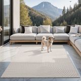 the carpet Santo Plus – Weerbestendig outdoor vloerkleed met 3D patroon, crème, 140 x 200 cm