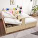 OKWISH Bed 90/180x200 cm - Met Stopcontact En Ledverlichting - Hydraulische Opbergruimte - Zonder Matras - Houtkleur