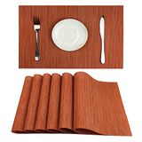 WAZAIGUR Placemats Set van 6 voor eettafel, hittebestendig, wasbare placemats, geweven vinyl keukentafelmatten, gemakkelijk schoon te maken, oranje