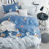 Ensemble de literie pour enfant avec motif d'astronautes et de fusées, dimensions 135 x 200 cm
