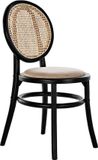 DKD Home Decor Keukenstoel Zwart Beige Rotan Vintage Olmenhout (43 x 43 x 89 cm)