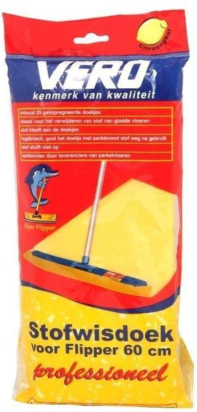 Vero Super Flipper Stofwisdoek - 60x25cm - 25 stuks - Geel - Navulverpakking