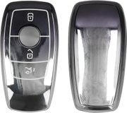 kwmobile autosleutel hoesje geschikt voor Mercedes Benz Smart Key autosleutel (alleen Keyless) hoes - TPU autosleutel behuizing - Beschermende auto sleutel case - Sleuteletui in donkergrijs / zilver