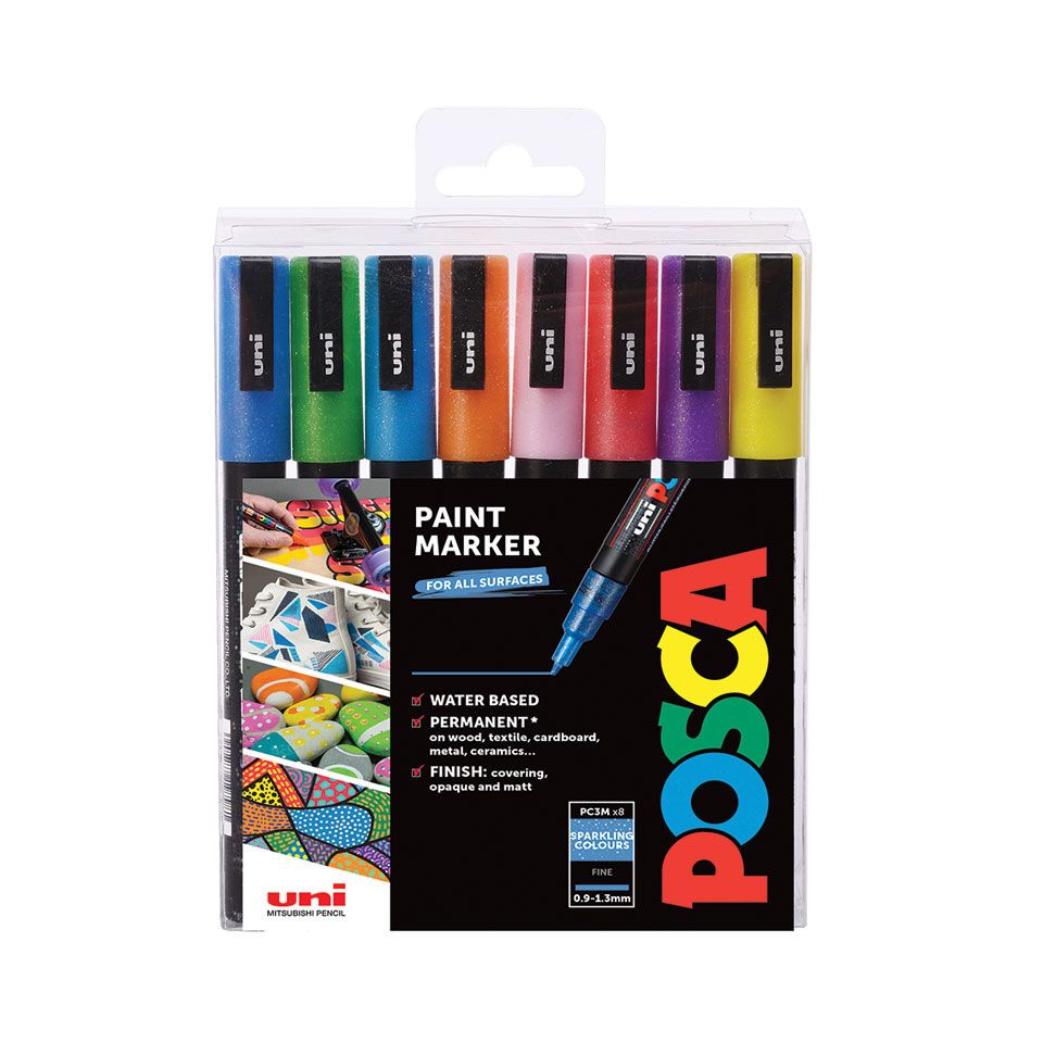 Posca PC-3M - Set van 8 markers - Meerkleurig - Fijne punt