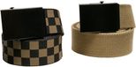 Urban Classics Check and Solid 2-pack Canvas Belt - Green/Black - L/XL