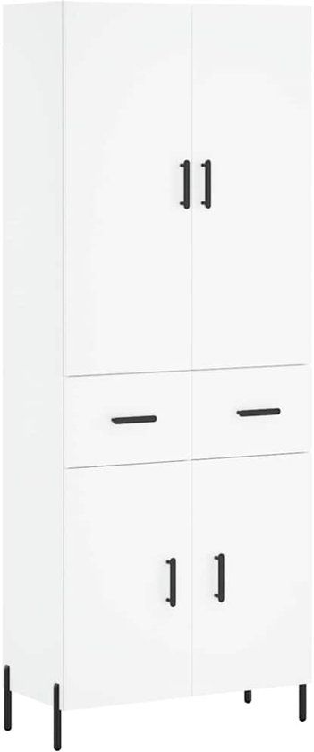 vidaXL Hoge kast 69,5x34x180 cm bewerkt hout wit