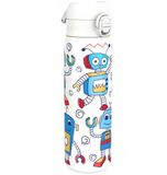 Merkloos ION8 RVS Drinkfles 600ml - Lekvrij, Wit met Robots