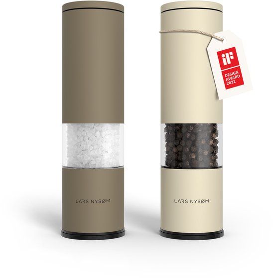 LARS NYSØM 'Lagom' Peper en zoutmolen set - Taupe Brown/Almond Beige