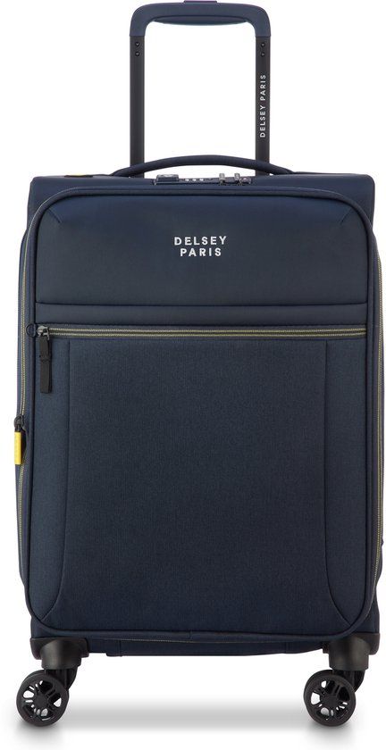 Delsey Brochant 3 Uitbreidbare Handbagagekoffer 55 cm – Gerecycled rPET – 40L – 2,1 kg – TSA Slot – ZIP SECURITECH® 2 – 4 Dubbele Wielen – Navy Blue