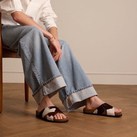 Manfield Dames Slippers met cow print - Maat 41