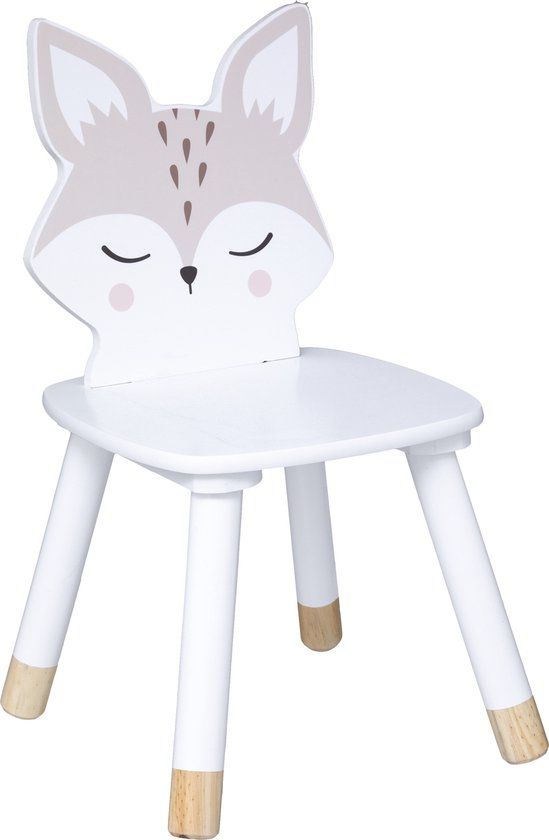 Atmosphera For Kids Kinderstoel Vos - Wit - Hout - 28 x 28 x 52.5 cm