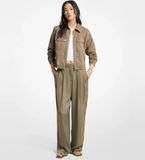 Michael Kors Pantalon large drapé en satin vert pour femme (40)