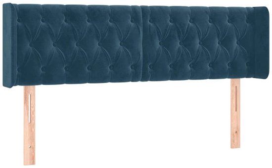VidaXL Hoofdbord met randen 147x16x78/88 cm fluweel donkerblauw