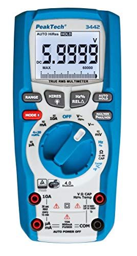 PeakTech P 3442 True RMS Digitale multimeter voor elektriciens met 60000 counts, professionele handmultimeter voor elektrische leidingen, CAT III 1000V, 1