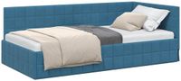 vidaXL Hoekbedframe met hoofdeinde Blauw 100 cm x 200 cm Fluweel