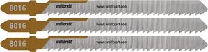 wolfcraft - 3 decoupeerzaagbladen voor hardhout - 50mm Zuivere snede - T-schacht