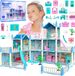Malplay XXL poppenhuis villa met meubels en accessoires. Speelplaats met 3 verdiepingen, afmetingen 52x41x48 cm. Poppenhuis voor meisjes