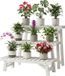 Merkloos bloemenstandaard 3-delig wit met 3 planken