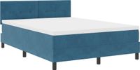 vidaXL Boxspringbed met LED-verlichting Donkerblauw 140 x 200 cm Fluweel