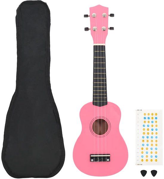 vidaXL - Ukuleleset - met tas - voor kinderen - sopraan - 21'' - roze